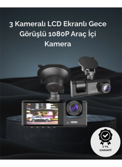 1. 3 Kameralı Full Hd Araç Kamerası – Ön, İç Ve Arka Görüş İle %100 Kapsama