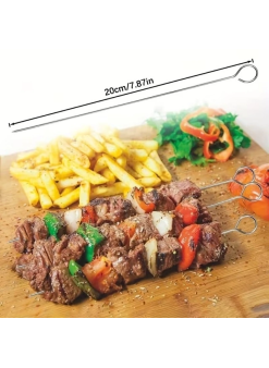10 Adet Paslanmaz Çelik Mangal Şişi Seti – 20 Cm Metal Çöp Şiş Ve Izgara Şişleri