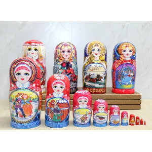 10'lu Ahşap Matruşka Seti Alk4389