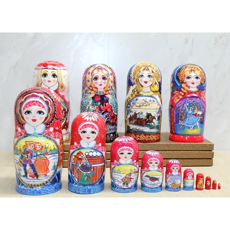 10'lu Ahşap Matruşka Seti Alk4389 10'lu Ahşap Matruşka Seti Alk4389