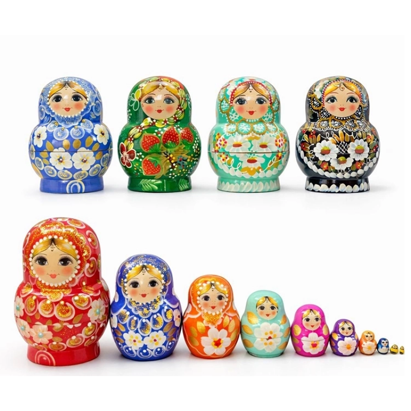 10'lu Ahşap Matruşka Seti Alk5380 10'lu Ahşap Matruşka Seti Alk5380