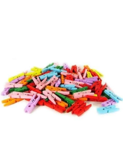 100'lü Renkli Ahşap Mandal 2.5cm (12'li Paket-1200 Adet)