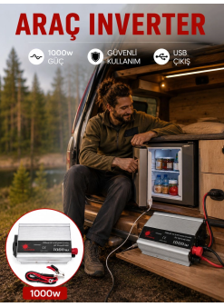 1000 Watt Oto İnvertör Elektrik Dönüştürücü Ev Tipi Priz