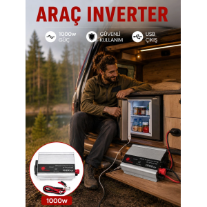 1000 Watt Oto İnvertör Elektrik Dönüştürücü Ev Tipi Priz