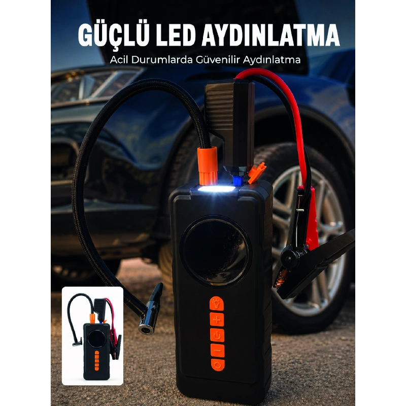 10000mah Şarjlı Araç Kompresörü Akü Takviye Cihazı Powerbank Özellikli Dijital Lastik Şişirme Pompası 10000mah Şarjlı Araç Kompresörü Akü Takviye Cihazı Powerbank Özellikli Dijital Lastik Şişirme Pompası