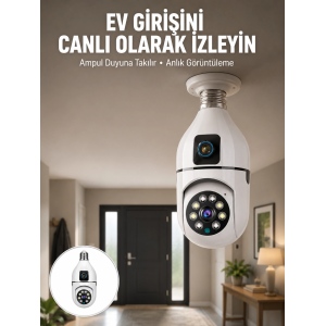1080p Wifi Ampul Güvenlik Kamerası – Gece Görüş & Uzaktan Erişim Yeni Nesil
