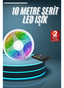 10m Şerit Led İç Mekan Renkli Rgb Şerit Led Kumandalı