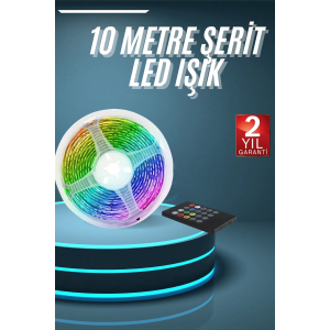 10m Şerit Led İç Mekan Renkli Rgb Şerit Led Kumandalı