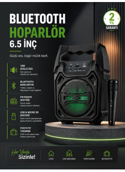 10w Güçlü Ses Performanslı Bluetooth Karaoke Hoparlörü