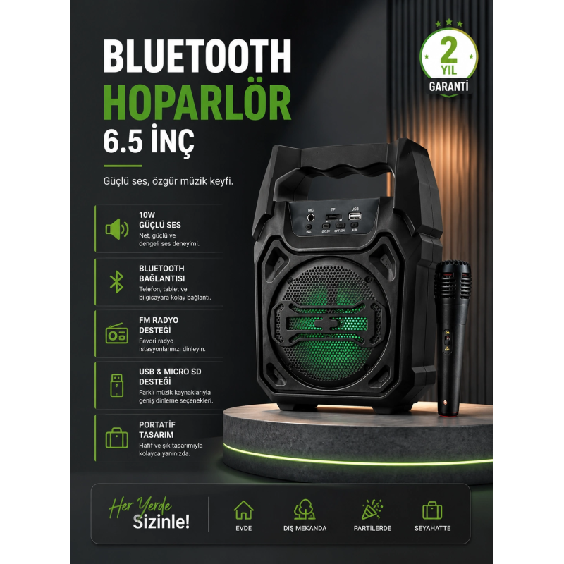 10w Güçlü Ses Performanslı Bluetooth Karaoke Hoparlörü 10w Güçlü Ses Performanslı Bluetooth Karaoke Hoparlörü