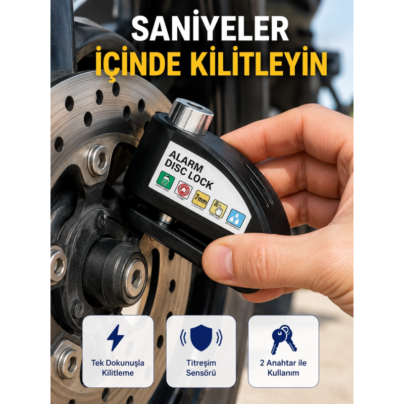 110 Db Alarm Disk Kilidi Motosiklet Scooter Bisiklet Güvenlik Yeni Nesil 110 Db Alarm Disk Kilidi Motosiklet Scooter Bisiklet Güvenlik Yeni Nesil
