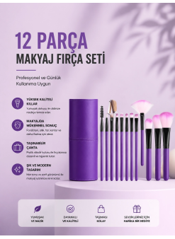 12'li Makyaj Fırça Seti Yumuşak Kıllı Profesyonel Kullanıma Uygun