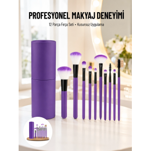 12 Parça Makyaj Fırçası Yumuşak Kıllı Profesyonel Fırça Seti Yüksek Kaliteli Pürüzsüz