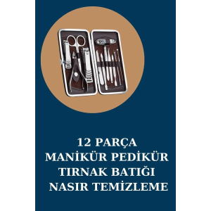 12 Parça Manikür Pedikür Seti Özel Deri Çanta El Ayak Bakımı Akne Ve Sivilce Temizleme