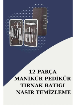 12 Parça Paslanmaz Çelik Kompakt Ve Taşınabilir Manikür Makası Tırnak Makası