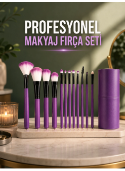12 Parça Profesyonel Makyaj Fırça Seti