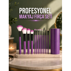 12 Parça Profesyonel Makyaj Fırça Seti