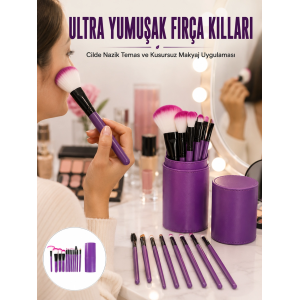 12 Parça Profesyonel Makyaj Fırça Seti