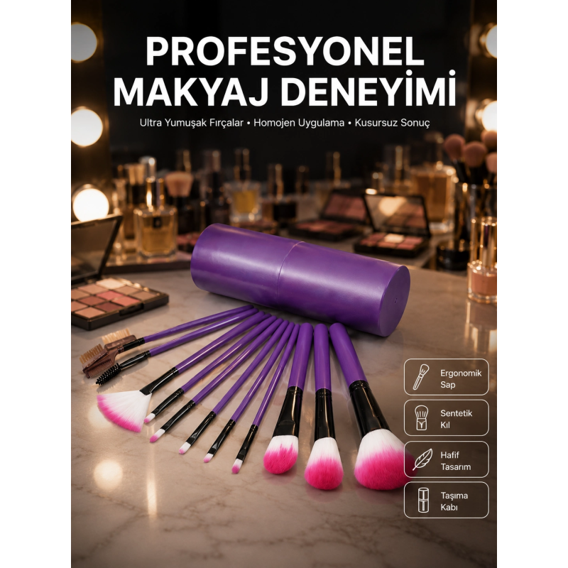 12 Parça Profesyonel Makyaj Fırçası Far Fırçası Allık Fırçası Yumuşak Kıllı 12 Parça Profesyonel Makyaj Fırçası Far Fırçası Allık Fırçası Yumuşak Kıllı