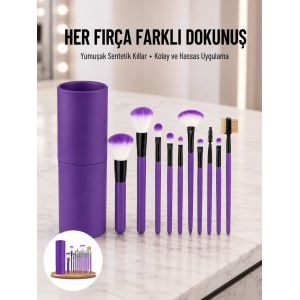 12 Parça Profesyonel Makyaj Fırçası Far Fırçası Allık Fırçası Yumuşak Kıllı