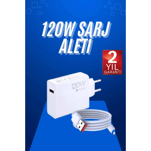 120 Watt Turbo Hızlı Şarj Aleti Seti Hızlı Şarj Adaptörü Beyaz