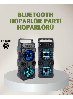 1200 Mah Şarjlı Led Işıklı Bluetooth Hoparlör – Fm Radyolu, Hafıza Kart Destekli