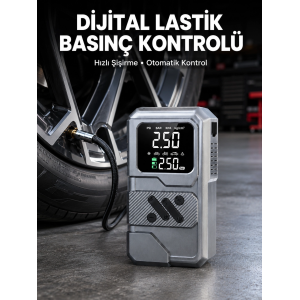 12.000 Mah Akü Takviye Destekli Led Işıklı Araç Kompresörü