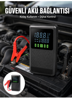 12.000 Mah Şarjlı Araç Akü Takviye Ve Işıklı Hava Kompresörü Yeni Nesil