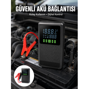 12.000 Mah Şarjlı Araç Akü Takviye Ve Işıklı Hava Kompresörü Yeni Nesil