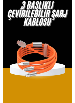 120w 3 İn 1 Uyumlu Silikon Şarj Kablosu Hızlı Şarj Kablosu