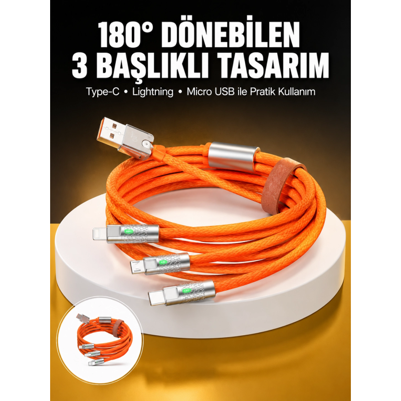 120w 3 İn 1 Uyumlu Silikon Şarj Kablosu Hızlı Şarj Kablosu 120w 3 İn 1 Uyumlu Silikon Şarj Kablosu Hızlı Şarj Kablosu