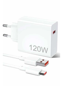 120w Şarj Aleti Hızlı Çift Turbo Şarj Aleti Seti Beyaz