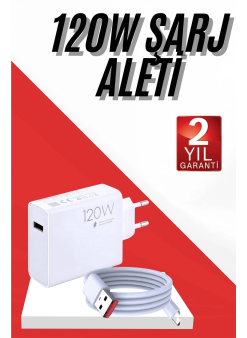 120w Şarj Aleti Hızlı Çift Turbo Şarj Aleti Seti Beyaz