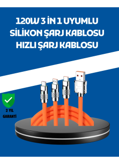 120w Şarj Destekli 3’ü 1 Arada Çoklu Şarj Kablosu – 1.2 Metre