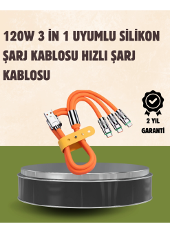 120 w Şarj Ve Veri Aktarımı Kablo– 3 Başlıklı Çok Amaçlı Kablo Yüksek Hızlı
