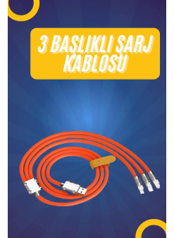 120w Silikon Metal Uçlu Led Işıklı 3 In1 Şarj Kablosu 1.2m