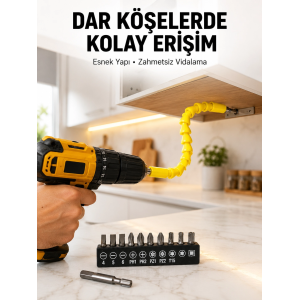 12’li Akrobat Bits Vidalama Seti Esnek Uç Çok Yönlü Kullanım Yeni Nesil