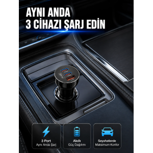 12v 24v Uyumlu 60w Araç İçi Şarj Adaptörü Çoklu Hızlı Şarj Cihazı