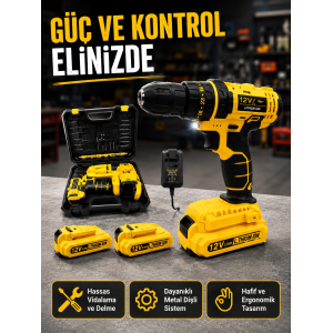 12v Akülü Matkap | 20-30 Nm Tork, Çift Hız Ayarı Ve Led Işık