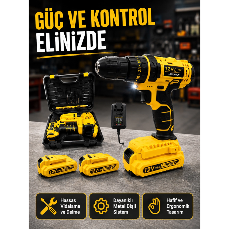 12v Akülü Matkap | 20-30 Nm Tork, Çift Hız Ayarı Ve Led Işık 12v Akülü Matkap | 20-30 Nm Tork, Çift Hız Ayarı Ve Led Işık