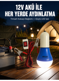 12v Led Ampul Timsah Kıskaçlı Taşınabilir Aydınlatma