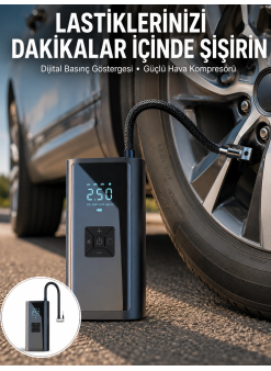 12v Uyumlu Çok İşlevli Akıllı Araç Lastik Pompası Yeni Nesil