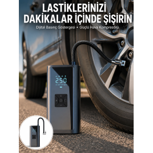 12v Uyumlu Çok İşlevli Akıllı Araç Lastik Pompası Yeni Nesil