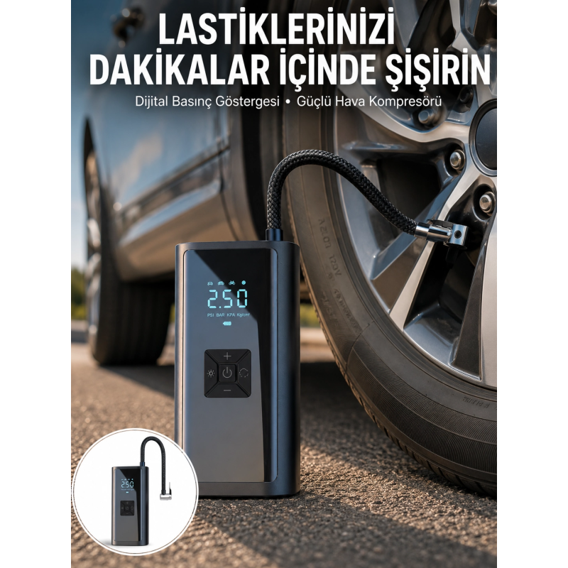 12v Uyumlu Çok İşlevli Akıllı Araç Lastik Pompası Yeni Nesil 12v Uyumlu Çok İşlevli Akıllı Araç Lastik Pompası Yeni Nesil
