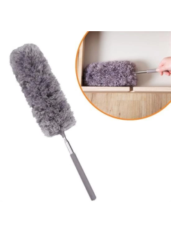 140 Cm Teleskopik Uzatılabilir Mikrofiber Yumuşak Başlıklı Gri Toz Alma Fırçası Toz Püskülü