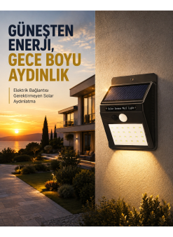 144 Ledli Geniş Aydınlatma Alanına Sahip Güneş Enerjili Güvenlik Lambası