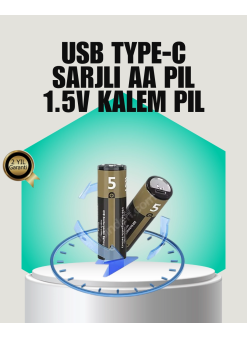 1.5v Aa Şarjlı Lityum Pil | 1000+ Kez Şarj Edilebilir | Hızlı Type-c Şarj (2 Adet)