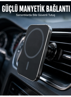 15w Magsafe Uyumlu Manyetik Araç Şarj Standı | Güçlü Mıknatıslı Telefon Tutucu