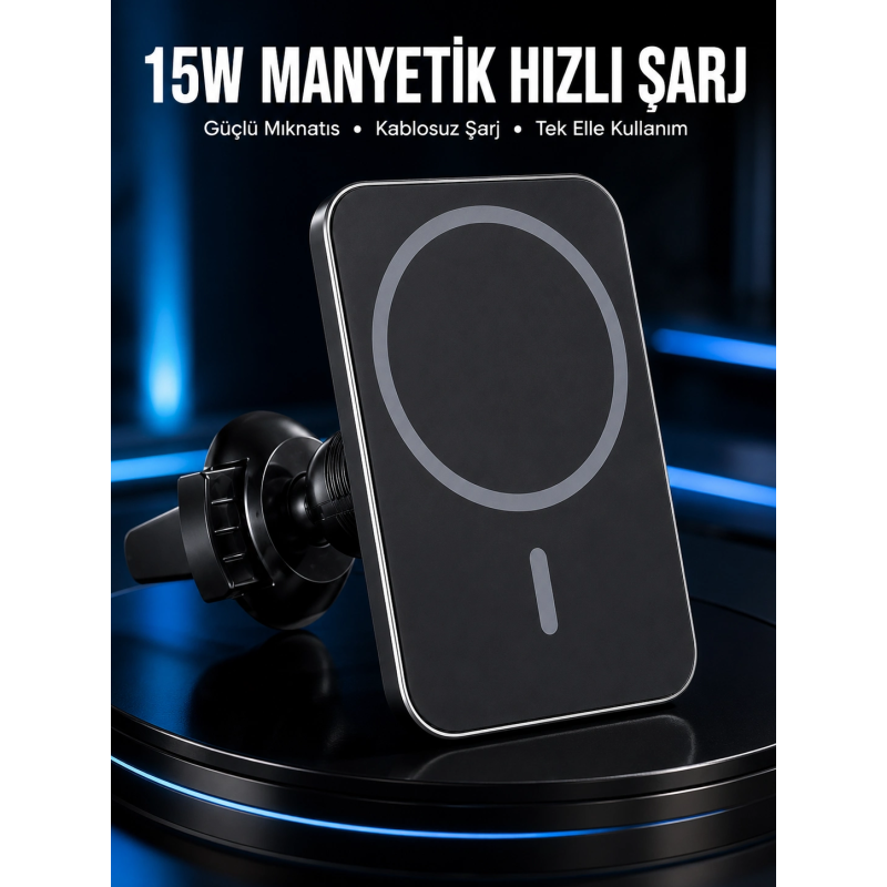 15w Manyetik Araç İçi Kablosuz Şarj Cihazı Magsafe Uyumlu Telefon Tutucu 15w Manyetik Araç İçi Kablosuz Şarj Cihazı Magsafe Uyumlu Telefon Tutucu