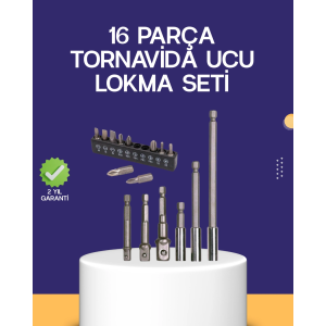 16 Parça Bits Ve Adaptör Seti Vidalama Tamir Bakım Seti